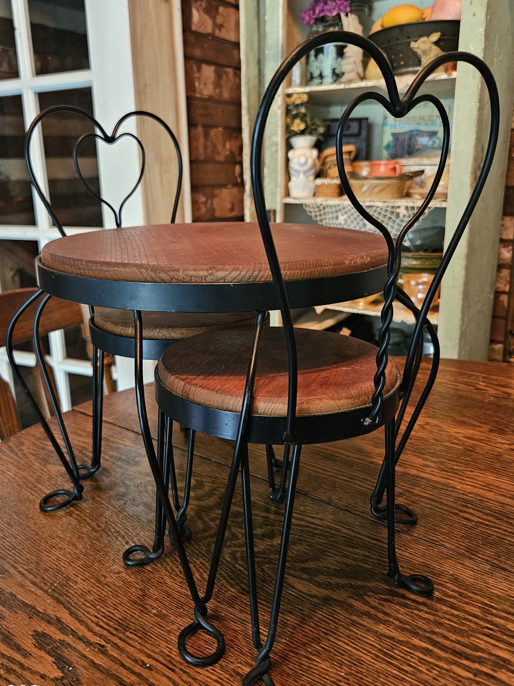 DOLL SIZED ice Cream Parlor 3 Piece Set Table And Two Chsirs